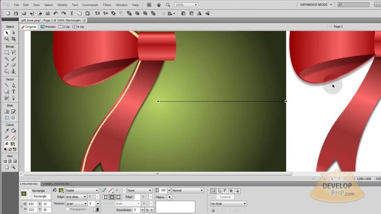 Enhanced Christmas Gift Bow Design Tutorial Vector Graphics Adobe Fireworks