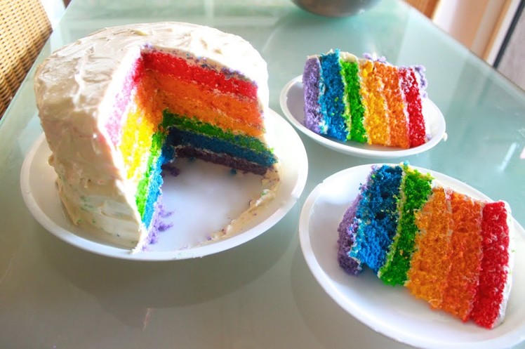 HOW TO MAKE RAINBOW CAKE (SIX LAYER)