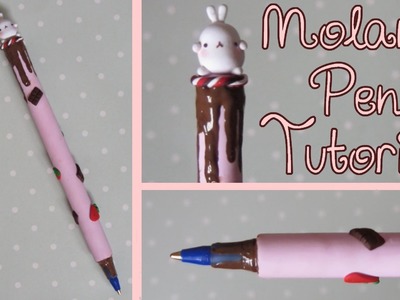 Molang Clay Pen Tutorial: Strawberries & Chocolate Themed: Polymer Clay.