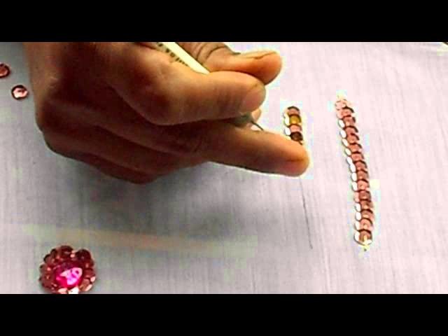 AARI. TAMBOUR.MAGGAM EMBROIDERY: how to sew a Sequin or chumki in a fabric with a aari needle