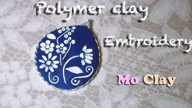 Cameo, cabochon polymer clay. fimo tutorial - Embroidery and wire