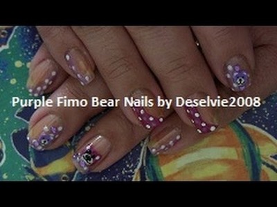 CLOSED -- Nail Art Using Fimo and other Nail Deco: Purple Bear