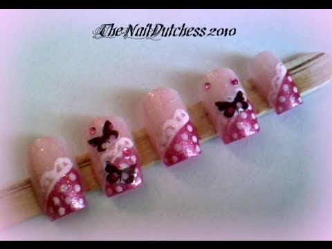 ~ Girly Tuesday ~ Nail Art ~ Butterflies With Polka Dots ~ #1