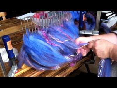 Making an Art Yarn, Dyeing, blending on a hackle, and spinning