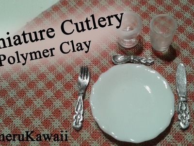 Miniature Cutlery - polymer clay knife, spoon, and, fork in 1:12 scale