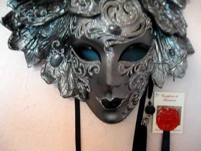 Black Custom Paper Mache Venetian Masquerade Mask