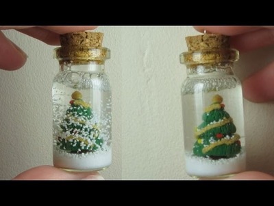 Christmas Tree Snowglobe.Bottle Charm; Polymer Clay Christmas Tutorial.
