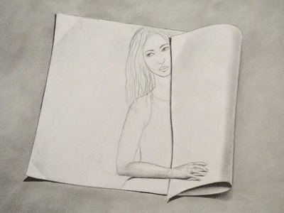 How to Draw a Girl on a Rolled Paper - 3D