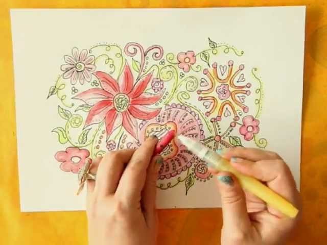 * HowTo: Coloring Doodles with Neocolor II Watersoluble Wax Pastels *