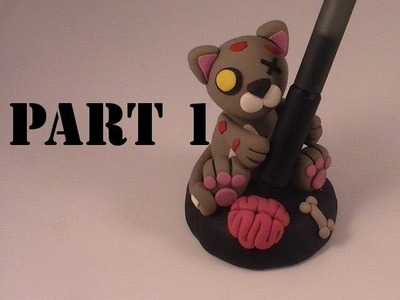 Polymer Clay Zombie Kitty Pen Holder (Part 1)