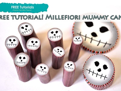 PolyPediaOnline TV - How to Create Polymer Clay Halloween Mummy Face Millefiori Cane