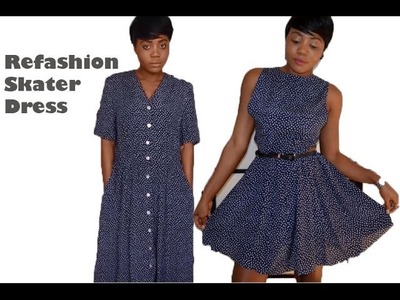 Refashion  An Old Vintage Dress To A Cut Out Skater Dress (SEWING)