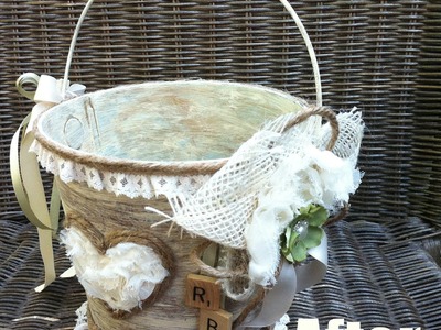 Rustic Shabby Chic Flower Girl Pail & Accessories