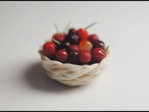 Basket of Cherries Tutorial, Miniature Food Tutorial, Polymer Clay Tutorial