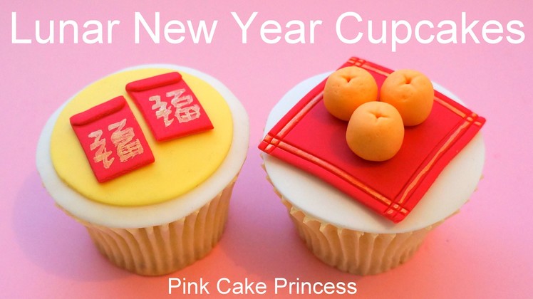 Chinese New Year Cupcakes - Miniature Red Envelopes & Oranges How to by Pink Cake Princess