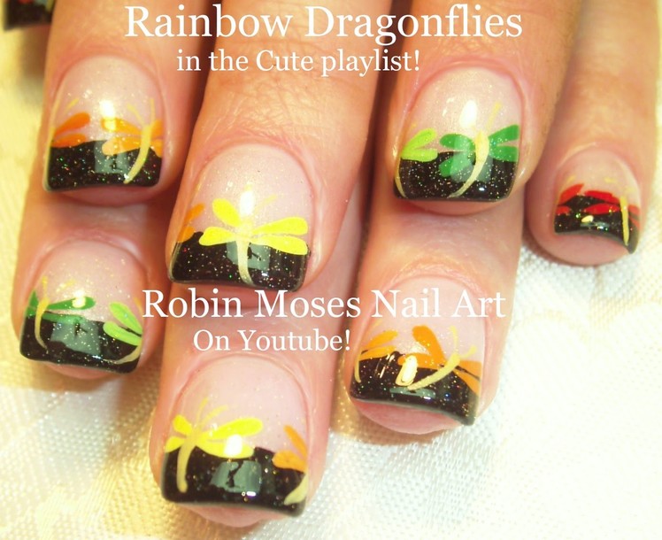 Nail Art Tutorial | Easy Rainbow Nails | Dragonfly Nail Design