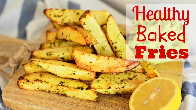 How to Make Healthy Oven Baked Potato Fries or Chips + Guacamole Dip ♡ Vegan Recipes
