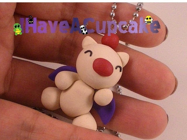 Polymer Clay Necklace - Moogle from Final Fantasy