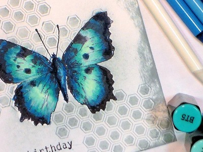 How to color a blue butterfly with Spectrum Noir Markers