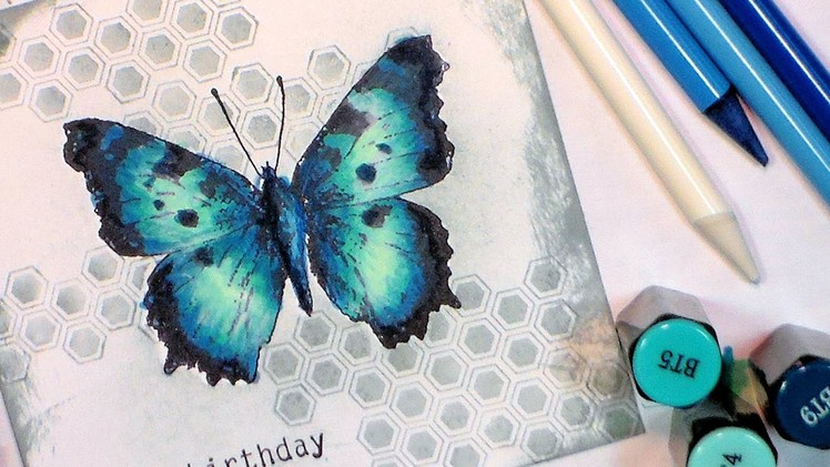 How to color a blue butterfly with Spectrum Noir Markers