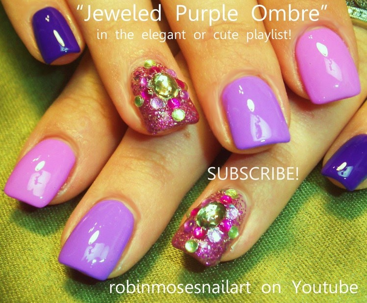 Ombre Nail Art with Bling