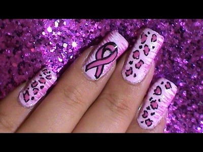 Breast Cancer Awareness Pink Ribbon Nail Art Design Tutorial ~ How to use a fan brush