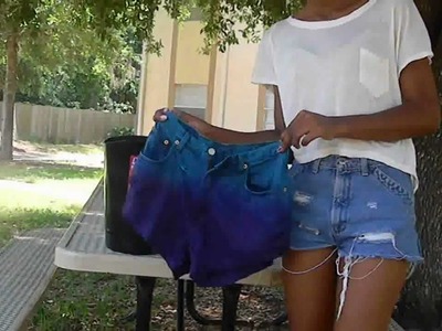 D.I.Y. Two Toned Dyed Denim Shorts