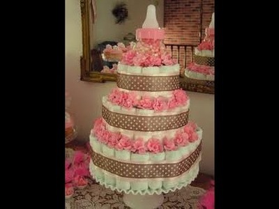 How to Make a Proffesional Diaper Cake on a budget ♥for a girl♥