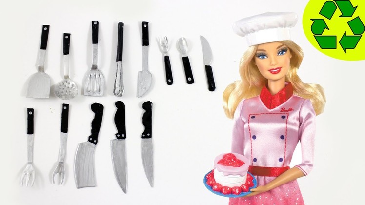 How to Make Doll Realistic Kitchen Utensils. Cutlery - Spoons, Forks, Knives, Spatula,