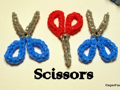 Scissor(Open End) Charm - How to Rainbow Loom Pattern Design - School Series
