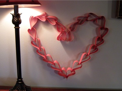 Valentines Day paper heart wreath decoration