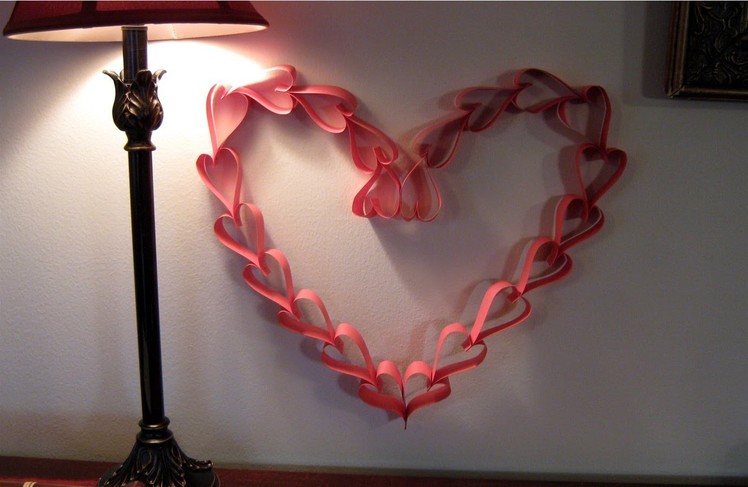 Valentines Day paper heart wreath decoration