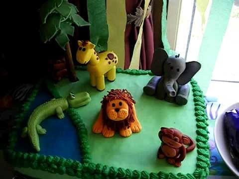 First fondant jungle animal birthday cake
