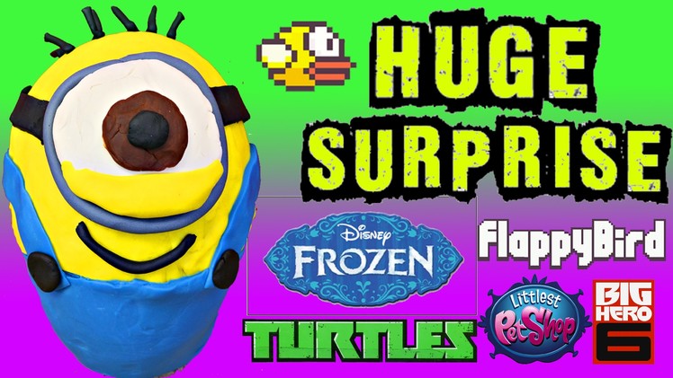 GIANT Play Doh Surprise Egg Minions ✪ Frozen, Blind Bags, TMNT, Big Hero 6 DisneyCarToys