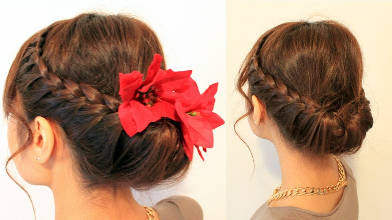 Holiday Braided Updo Hairstyle for Medium Long Hair Tutorial