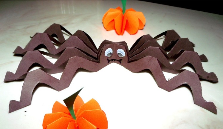 How to make a paper spider decoration for Halloween, fold and cut