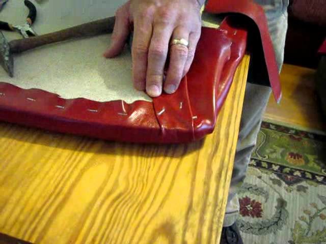How to Upholster a Chair Seat, Part #3: stapling corners and resembling