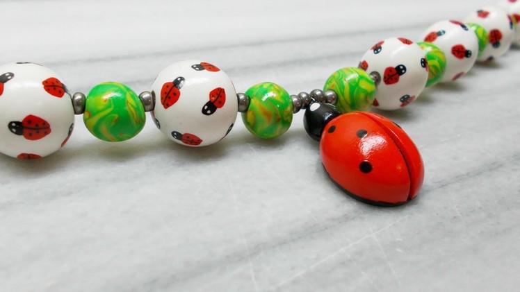 Ladybug Charm Necklace - Polymer Clay tutorial