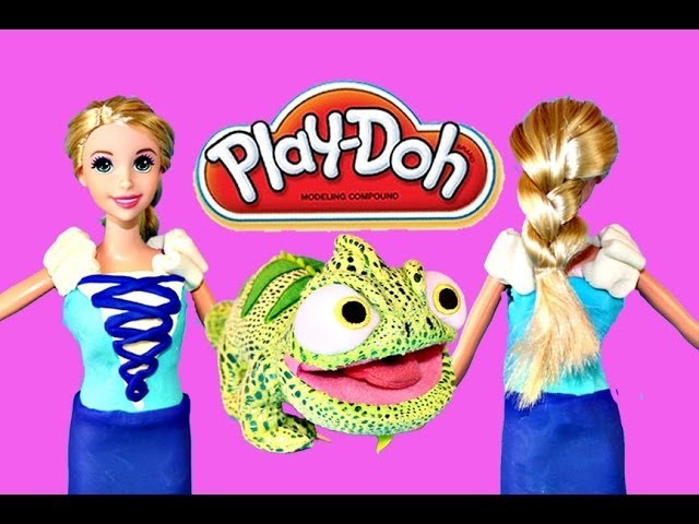 Play Doh Barbie Dress Disney Princess Tangled Rapunzel Barbie Playdough Gown with Play-Doh Plus