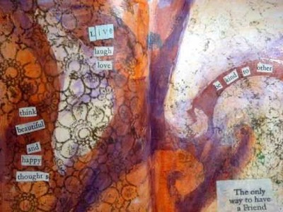 Art journal mixed media - using a 'resist' technique and more