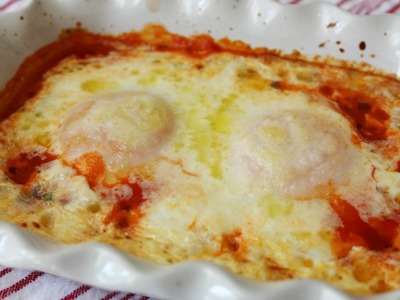 Baked Eggs - Eggs Baked in a Spicy Creamy Tomato Sauce - Father's Day Brunch Idea