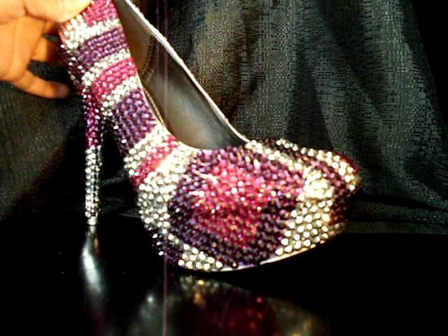 Crystal Square shoe in Pink, Silver and Purple