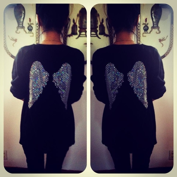 D.I.Y Angel Wing Design on the back of an old Sweater.Tshirt