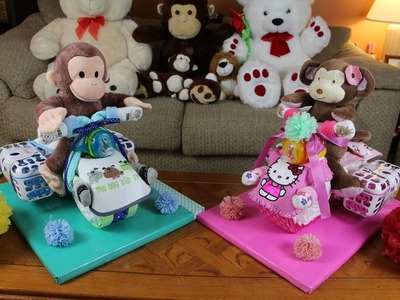 Diaper Cake Motocycle With Cargo Bags