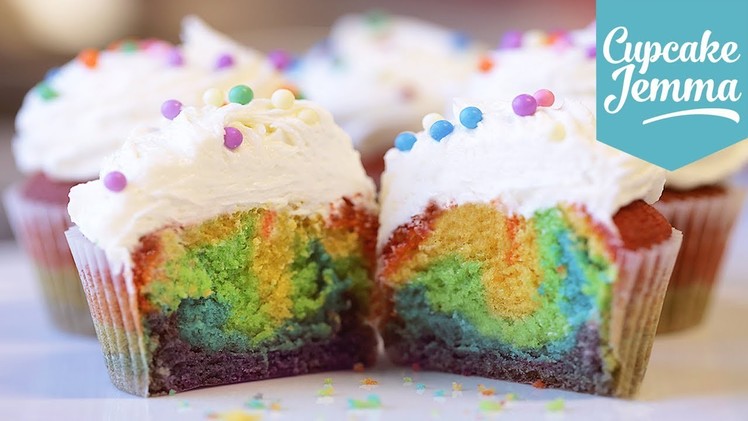 How to make Rainbow Cupcakes | Cupcake Jemma