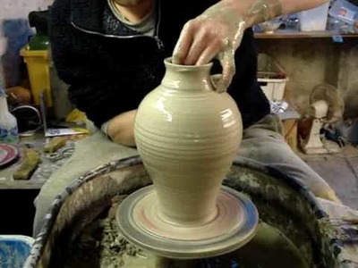 Making Throwing a Greek Roman Amphora vase potters wheel demo how to throw clay pottery technique