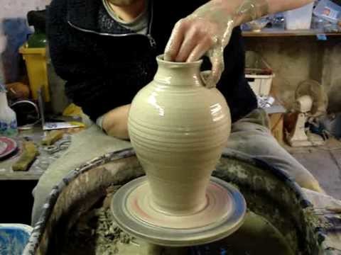 Making Throwing a Greek Roman Amphora vase potters wheel demo how to throw clay pottery technique