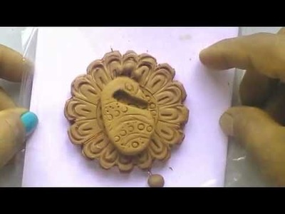Terracotta jewellery : how to make a SIMPLE & EASY peacock design without using mould