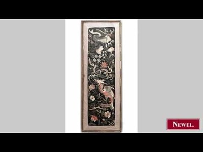 Antique 3 Oriental Chinese style embroidered wall hangings