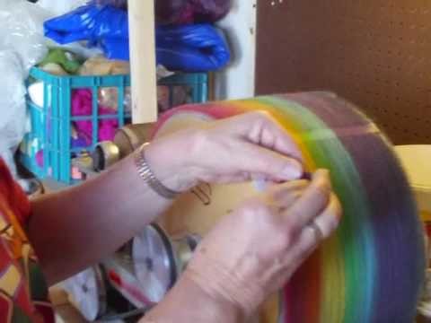 Carding and Pulling off the multi colored roving 1B